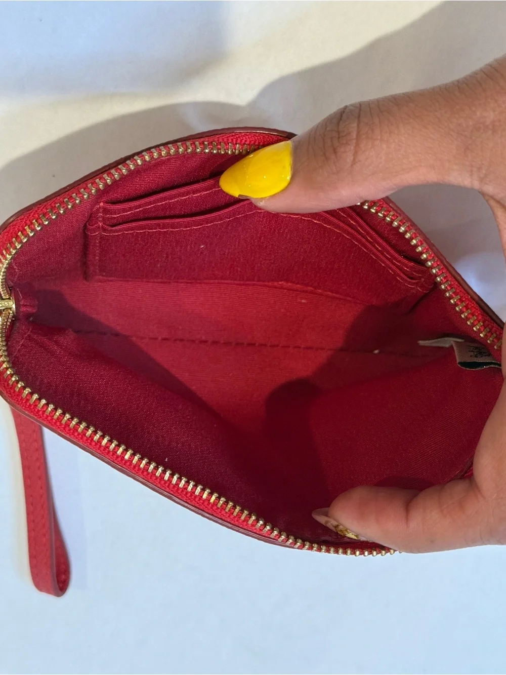 Coach Red Leather Wristlet with Gold Logo